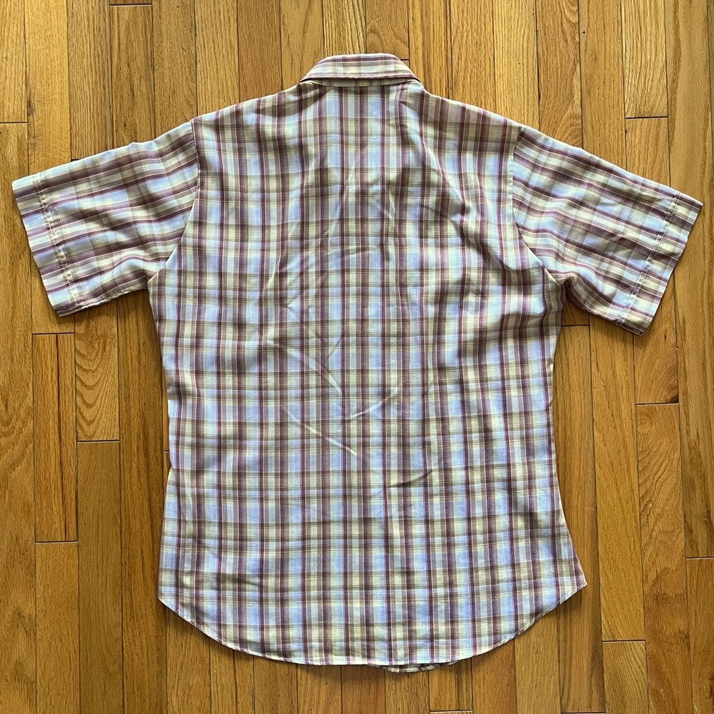 VTG 60s 70s Levi’s Button Shirt Western Plaid Pockets Maroon Red Gray White Tab - Picture 5 of 7